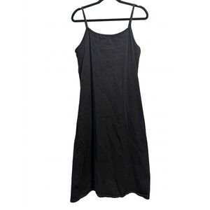 Vintage Studio Black Denim Midi Slip Dress 100 Cotton Made in USA Size 8 2455